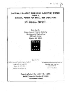 2009 Annual Report | Massachusetts Turnpike Authority, Weston, MA | NPDES Phase II Small MS4 General Permit