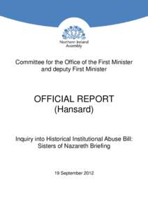 Committee for the Office of the First Minister and deputy First Minister OFFICIAL REPORT (Hansard)