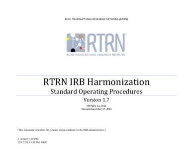 RTRN IRB Collaboration Policies and Procedures