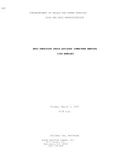 mpd TCBDEPARTMENT OF HEALTH AND HUMAN SERVICES FOOD AND DRUG ADMINISTRATION ANTI-INFECTIVE DRUGS ADVISORY COMMITTEE MEETING 61ST MEETING