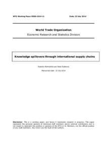 WTO Working Paper ERSD[removed]Date: 23 July 2014 World Trade Organization Economic Research and Statistics Division