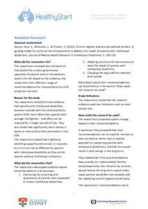 Readable Research Research Summarised Source: Azar, S., Robinson, L., & Proctor, SChronic neglect and services without borders: A guiding model for social service enhancement to address the needs of parents wit