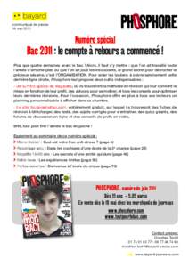 communiqué de presse 16 mai 2011 Numéro spécial  Bac 2011 : le compte à rebours a commencé !