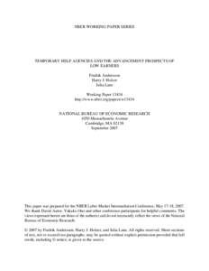 Employment compensation / Management / Harry J. Holzer / Efficiency wage / Temporary work / Unemployment / Social Security / Labour economics / Salary / Labor economics / Human resource management / Employment