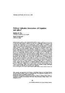 Political attitudes: Interactions of cognition and affect