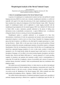 Computational linguistics / Grammatical number / Slovak language / Inflection / Plural / Declension / Lemma / Part of speech / Morphology / Linguistics / Grammar / Linguistic morphology