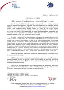București, 18 februarie 2015 COMUNICAT DE PRESĂ CEDO condamnă din nou România pentru abuzul poliției împotriva romilor Ieri, 17 februarie 2015, Curtea Europeană a Drepturilor Omului a publicat decizia în cauza Io
