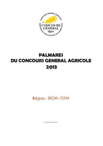 PALMARES DU CONCOURS GENERAL AGRICOLERégion : DOM-TOM