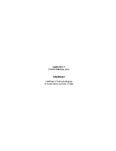 Application of Correct Solutions, LLC Attachment I Certificate of Authority from the in South Dakota Secretary of State