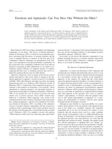 Brain / Emotion / Appraisal theory / Cognitive Appraisal / Affect / Anger / Core relational theme / Klaus Scherer / Mind / Psychological theories / Cerebrum