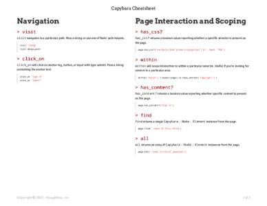 Capybara Cheatsheet  Navigation Page Interaction and Scoping
