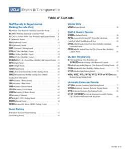 Events & Transportation Table of Contents Staff/Faculty & Departmental Parking Permits Only  YL=Yellow (Non Reserved) Individual Commuter Permit .  .  .  .  .  . 2