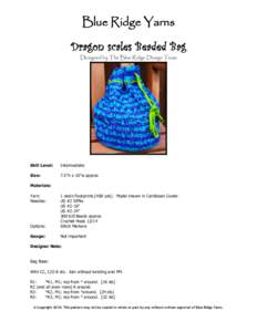 Blue Ridge Yarns Dragon scales Beaded Bag Designed by The Blue Ridge Design Team Skill Level: