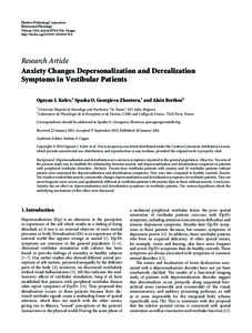 Anxiety Changes Depersonalization and Derealization Symptoms in Vestibular Patients