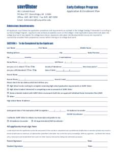 SUNYUlster  Early College Program Application & Enrollment Plan  491 Cottekill Road