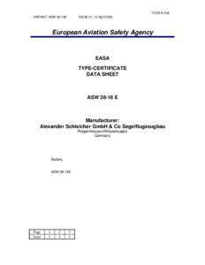 European Aviation Safety Agency / Type certificate / Schleicher ASW 24 / Schleicher ASW 28 / Aviation / Alexander Schleicher GmbH & Co / Glider