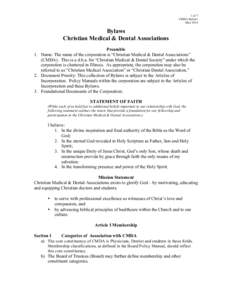 1 of 7 CMDA Bylaws May 2014 Bylaws Christian Medical & Dental Associations