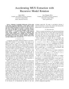 Accelerating MUS Extraction with Recursive Model Rotation Anton Belov Joao Marques-Silva