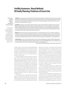 Fertility Awareness–Based Methods Of Family Planning: Predictors of Correct Use By Irit Sinai, Rebecka Lundgren, Marcos