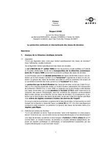 France France Frankreich Rapport Q182 au nom du Group français par Bertrand WARUSFEL, Jacques COMBEAU, Charles De HAAS,