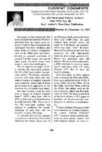 ~/////y[removed]y//////////~#yy[removed]y//~,  CHJRREENT COMMENTS Essays of an Information Scientist, Vol:3, p.348, [removed]Current Contents, #51, p.5-20, December 19, 1977 The