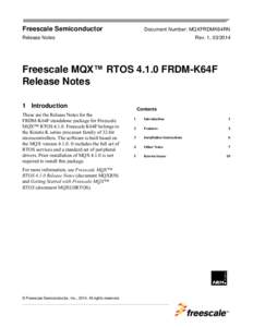 Freescale MQX™ RTOS[removed]FRDM-K64F Release Notes - Release Notes