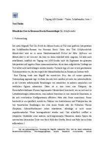 2. Tagung AIM Gender – Tholen: Schlafwandler, Seite: 1 Toni Tholen Männlicher Eros in Hermann Brochs Romantrilogie Die Schlafwandler