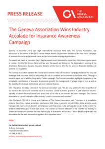 Geneva Association / PROGRES / International Association for the Study of Insurance Economics / Systemic risk / Reinsurance / The Fourth Pillar / Risk Management Programme / Economics / Financial economics / Insurance