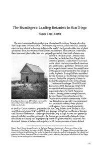 The Brandegees: Leading Botanists in San Diego Nancy Carol Carter The most renowned botanical couple of nineteenth-century America lived in