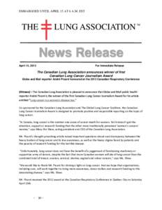 Canadian Lung Association / Breast cancer / Cancer organizations / Medicine / Oncology / Lung cancer