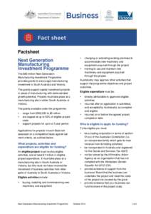 Fact Sheet - Next Generation Manufacturing Investment Programme