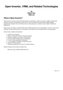 Open Inventor, VRML and Related Technologies by Robert Iles, NAG Ltd  What is Open Inventor?
