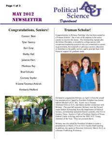 Page 1 of 3  May 2012 Newsletter Congratulations, Seniors! Connor Best