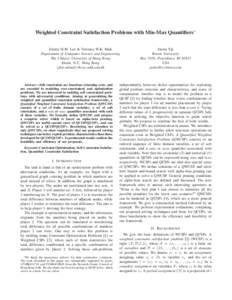 Computing / Local consistency / Constraint optimization / Constraint satisfaction problem / Constraint satisfaction / Backtracking / Branch and bound / Pruning / Decomposition method / Constraint programming / Software engineering / Computer programming