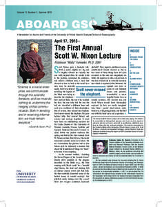 Volume 11, Number 1, Summer[removed]A Newsletter for Alumni and Friends of the University of Rhode Island’s Graduate School of Oceanography April 17, 2013 –
