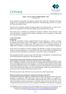 CLPwatch Gillies v Downer EDI Ltd[removed]NSWSC[removed]December[removed]In the substantive proceedings, the applicant sought orders against the respondent (his former employer) for outstanding remuneration entitlements. Th