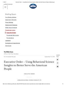 Executive Order ­­ Using Behavioral Science Insights to Better Serve the American People | whitehouse.gov țħě ẄĦİȚĚ ĦǾŲȘĚ