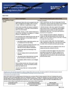 RETIREMENT & BENEFIT PLAN SERVICES  Bank of America Merrill Lynch Legislative and Regulatory Brief March 2015 Policy Issue