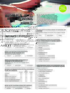 Einsendeschluss: zutreffendes bitte ankreuzen)  AUSBLICK 2017: