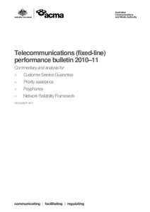 Telecommunications (fixed-line) performance bulletin 2010–11