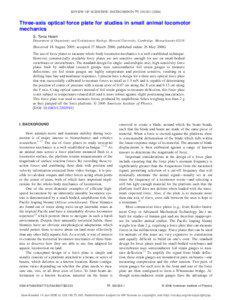 REVIEW OF SCIENTIFIC INSTRUMENTS 77, 054303 ͑2006͒  Three-axis optical force plate for studies in small animal locomotor