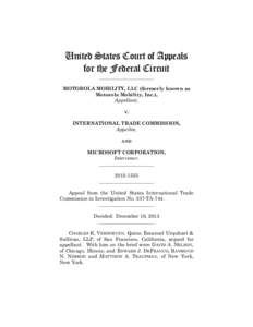 United States Court of Appeals for the Federal Circuit ______________________ MOTOROLA MOBILITY, LLC (formerly known as Motorola Mobility, Inc.),