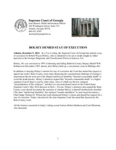 Supreme Court of Georgia / Supreme Court of the United States / Georgia Diagnostic and Classification State Prison / Butts / Georgia / Carol W. Hunstein / Year of birth missing