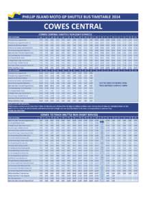 PHILLIP ISLAND MOTO GP SHUTTLE BUS TIMETABLE[removed]COWES CENTRAL COWES CENTRAL SHUTTLE RUN (DAY SERVICE) STOP LOCATIONS