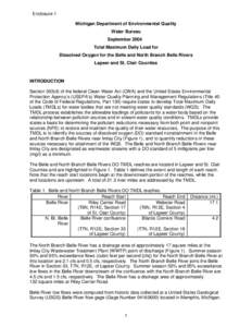 Total Maximum Daily Load for Dissolved Oxygen for the Belle and North Branch Belle Rivers