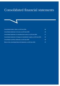 Consolidated financial s­ tatements  Consolidated balance sheet as at 30 June 2016 28