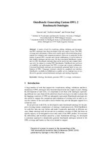 OntoBench: Generating Custom OWL 2 Benchmark Ontologies Vincent Link1 , Steffen Lohmann2 , and Florian Haag1 1  2