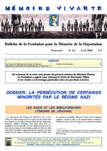 Bulletin de la Fondation pour la Me´moire de la De´portation Trimestriel No 56  Avril 2008