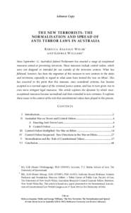 Australian criminal law / Australian constitutional law / Definitions of terrorism / International law / Anti-terrorism legislation / Counter-terrorism / Control order / War on Terror / State terrorism / National security / Law / Terrorism