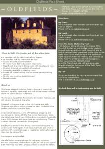 Oldfields Fact Sheet Oldfields - Bed and Breakfast Accommodation 102 Wells Road, Bath, Somerset, BA2 3AL, UK